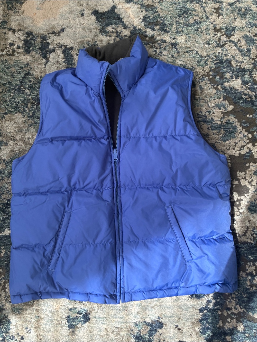 Reversible Blue Puffer Vest - Lightweight Insulated Sleeveless Jacket
